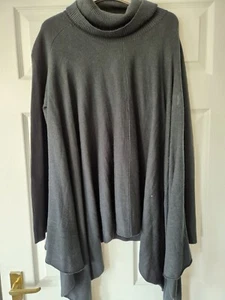 SIZE 14 black Long Sleeved Poncho, High Neck With Tags - Picture 1 of 4