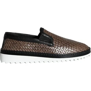 DOLCE & GABBANA Shoes Brown Black Leather Weaved Men Loafers EU43 / US10 720usd - Picture 1 of 10