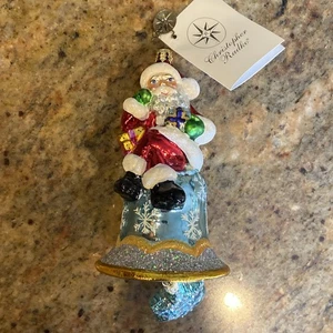 "Anillo Christopher Radko en la gema navideña adorno de Navidad de vidrio 6"" campana de Santa" - Imagen 1 de 15