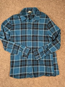 Volcom Men's Size XL Black & Blue Flannel Button Shirt - Picture 1 of 13