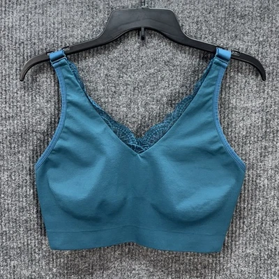 Bralette con ribete de encaje cacique talla 18/20 azul verdoso sin forro cuello en V inalámbrico usado en excelente estado Foto 1 de 4
