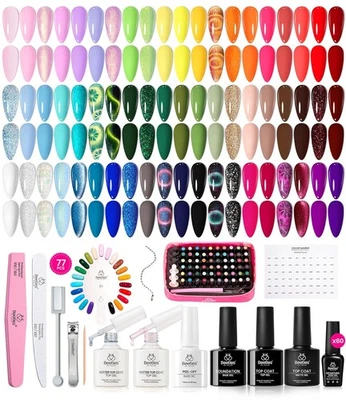 Beetles Gel Nail Polish Set 77 Pcs 60 Colors Cat Eye 1-60 colors World Travel  - Image 1 of 4