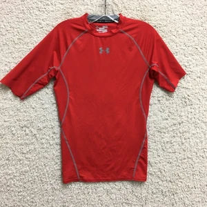 Under Armour Shirt Medium Adult Red Compression Heatgear Short Sleeve Mens M - Picture 1 of 10