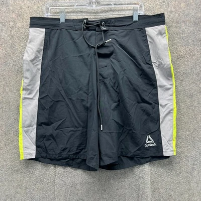 Pantalones Cortos Reebok Para Hombre XL Negro Gris Neón Bañador Secado Rápido Cordón CrossFit Foto 1 de 4