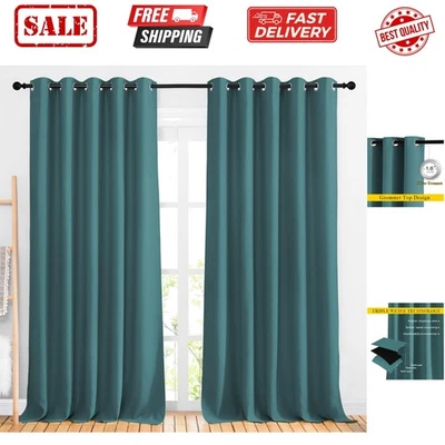 Cortinas oscuras de dormitorio de 110 pulgadas para puerta corredera de vidrio, ojal térmico... Foto 1 de 4