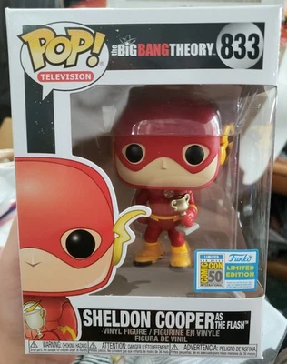 Funko Pop! Big Bang Theory Sheldon Cooper As Flash 833 SDCC Sticker w protector - Image 1 of 4