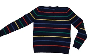 Vintage Polo Ralph Lauren Herren Lammwolle Rundhals Pullover M blau Streifen Preppy Cor - Bild 1 von 16