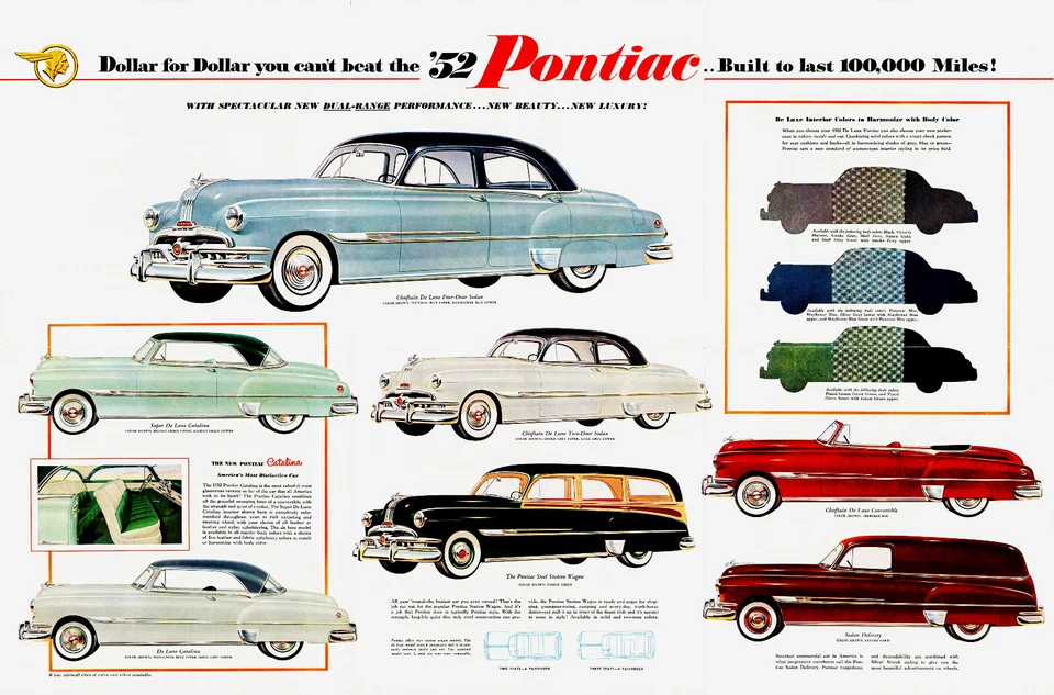 1952 Pontiac Model Line Up Showroom Wall Ad 13 x 19 Giclee print - Image 1 of 1