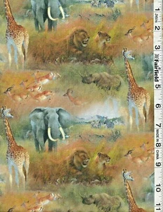 Safari Animals Elephants Giraffe Lions Allover by Springs Creative bty - Picture 1 of 1
