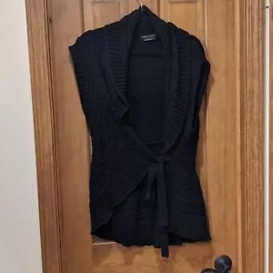 BCBG MaxAzria Cascada Cuello Negro Cárdigan Cinturón Informal Tejido Capricho XL - Imagen 1 de 9