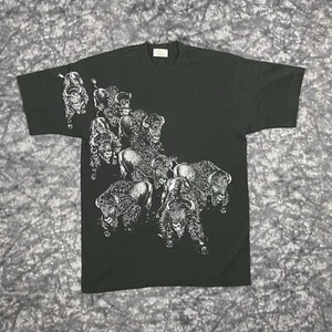 Vintage Wild Buffalo Wrap Around TShirt Mens Size L Black Single Stitch Herd USA - Picture 1 of 11