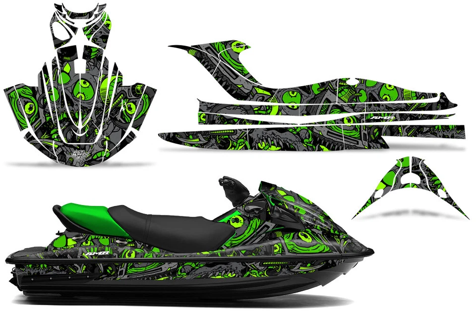 Jet Ski Graphics Sticker Decal Kit For Kawasaki STX15F 2003-2019 TUNE IN GREEN - Image 1 of 2