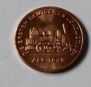 Eisenbahn Lokomotive Alb 1849 Kupfermedaille 18 mm stampsdealer - Bild 1 von 2