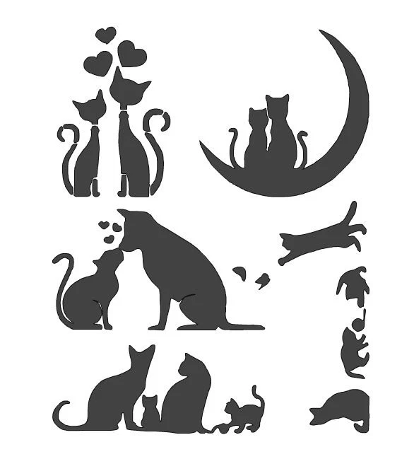 STENCILS CRAFTS TEMPLATES SCRAPBOOKING CATS STENCIL No. 2b - A4 MYLAR Foto 1 de 1