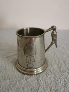 Vintage Zinn Taufbecher, Raum zum Radieren von Datum und Uhrzeit - Bild 1 von 6