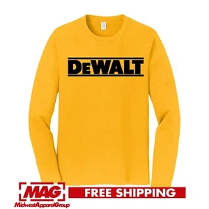DEWALT GOLD LANGARM T-SHIRT Werkzeug Garage Teile Auto Bau Werkzeuge Bohrer - Bild 1 von 3