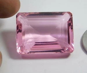 68,65 Ct. Rosa Kunzit durchscheinend brasilianischer Smaragdschliff lose Edelstein als Geschenk - Bild 1 von 7