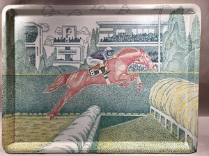 VINTAGE CREATIONS ALPAC Equestrian Steeplechase Horse Tray FRANCE multiple - Picture 1 of 12