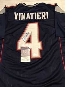 JSA CERTIFIED ADAM VINATIERI SIGNED PATRIOTS WHITE CUSTOM AUTOGRAPHED JERSEY 076 - Picture 1 of 4