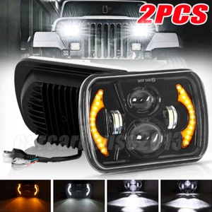 Pair 5x7" 7x6" LED Headlights for Jeep Cherokee XJ Wrangler YJ Ford Chevy Dodge - Picture 1 of 19