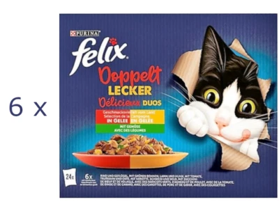 144 x 85 g Felix Doppelt lecker vom Land (€ 5,71/kg) mit Gemüse in Gelee - Bild 1 von 2