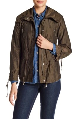 Chaqueta con cordón y cremallera frontal verde Cole Haan para mujer (pequeña) talla PM $345 Foto 1 de 4