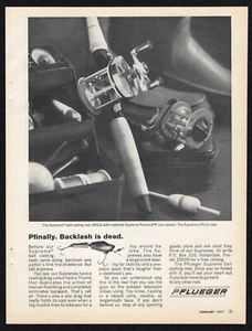 Carrete de fundición de cebo Pflueger Supreme 1971 contragolpe arrastre anuncio impreso Pfinalmente Pfish - Imagen 1 de 3