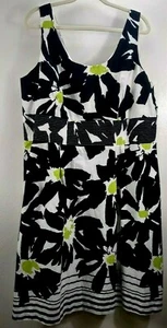 KSL Karin Stevens sz 20W WHITE/BLACK/LIME Floral print Dress, New with tags - Picture 1 of 8