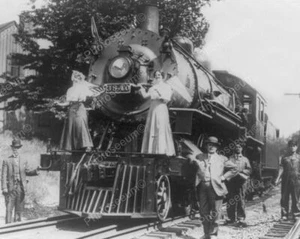Ladies Pose On Locomotive Train 1900s! 8x10 Reprint Of Old Photo - Picture 1 of 1