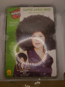 Rubies Super Afro Wig Black Costume Halloween Unisex Washable 70's Hippie Party - Picture 1 of 2