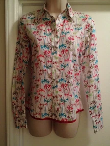 MARGHERITA Unique Beautiful Designer $200 W S Trimmed Floral Shirt Blouse J14 - Picture 1 of 8
