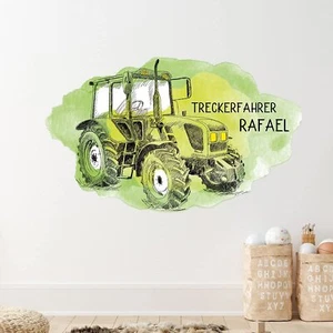 Wandtattoo Kinderzimmer Name Treckerfahrer Trecker Traktor Junge personalisiert - Bild 1 von 8