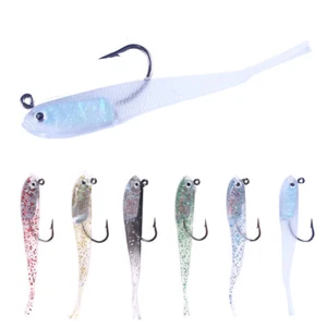 6PCS Lot Weighted Soft Fishing Lure Tail Minnow 7cm/5.5g Jig Bass Ice Bait USA - Picture 1 of 14