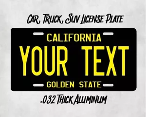 California Black Custom Metal Vanity License Plate car truck tag Add Text - Picture 1 of 1