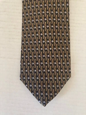 Corbata para hombre Elgin Edwards Colorado Springs corbata seda negra marrón gris geométrica Foto 1 de 4