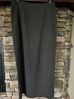 GEOFFREY BEENE STRETCH Talla 10 FALDA LARGA GRIS ABERTURA Poliéster Viaja Bien Usada Foto 1 de 4