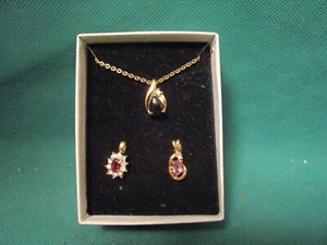 Woman Necklace Earrings Set  Gold Plated Chain - Picture 1 of 1