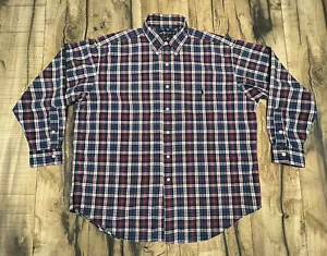 Vintage Ralph Lauren The Big Shirt Blue & Red Flannel Shirt Mens Large w Pocket. - Picture 1 of 13