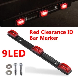 9 LED 3 Red Trailer Light Bar 12V Clearance Marker ID Truck Rear Tail Lightbar - Picture 1 of 12