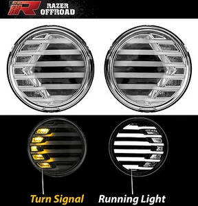 Chrome+Clear lens+Turn Signal LED+DRL Running Light for 07-17 Jeep Wrangler JK - Picture 1 of 4