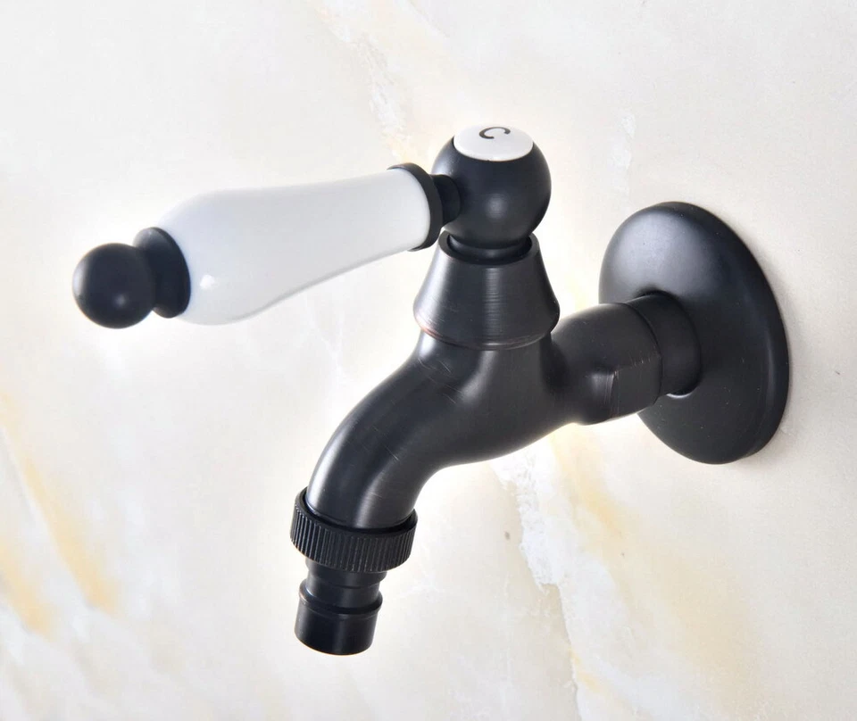 Black Oil Rubbed Brass Sink Garden Washing Machine Faucet Basin Water Tap yav342 - Image 1 of 1