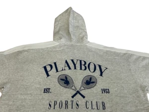 Missguided Playboy Plus Sports Zip Through Oversized Hoody, Gray Marl, 2XL(US16) - Picture 1 of 5