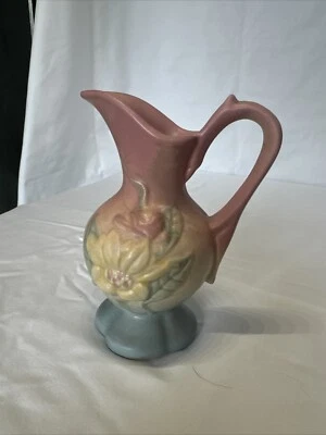 Jarra mate magnolia cerámica artística casco vintage años 40 rosa 5" de alto EE. UU. #14 Foto 1 de 4