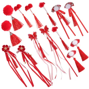 7 Pairs Delicate Chinese Style Kids Hair Clips Chic New Year Tassel Hairpins - Picture 1 of 12