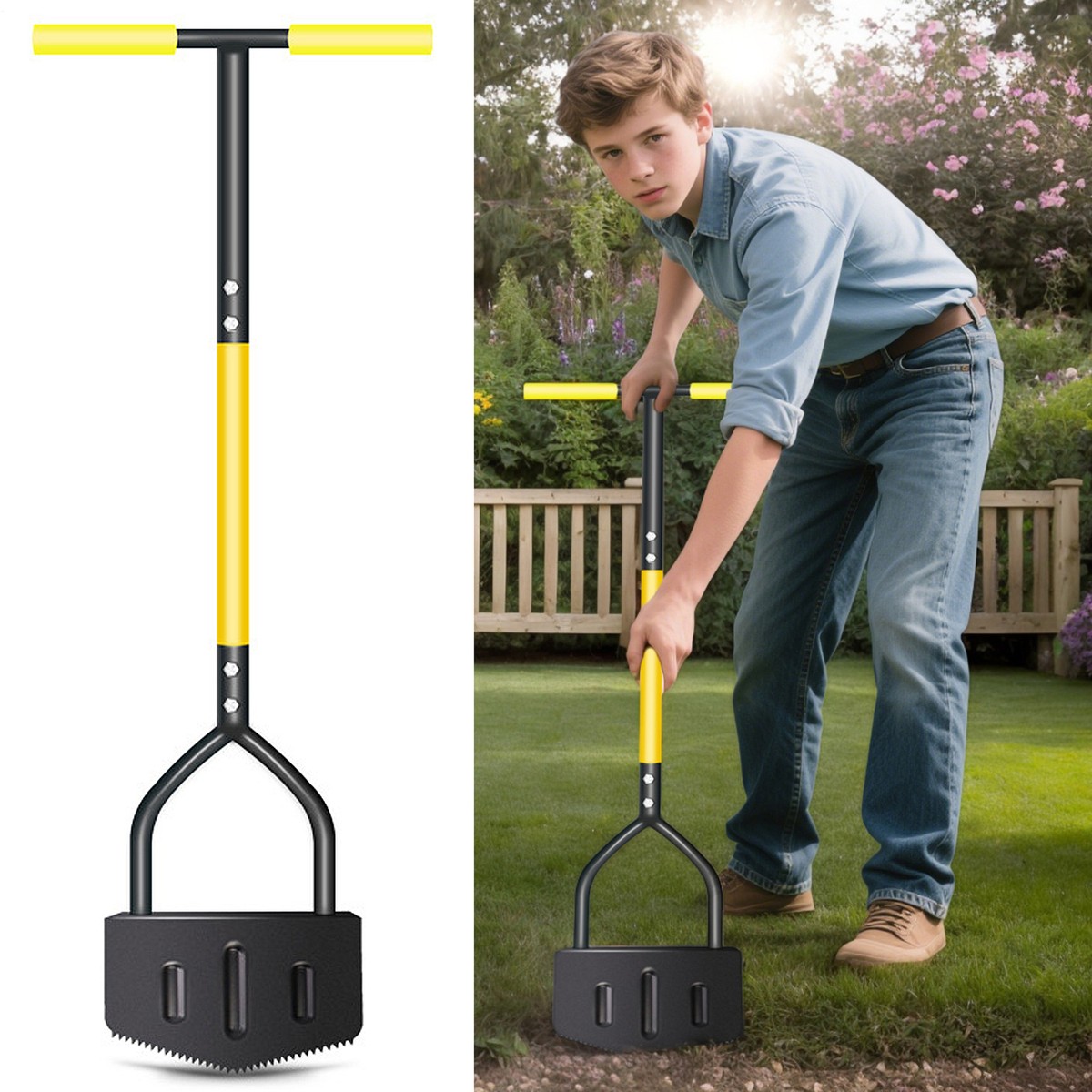 Adjustable Height Garden Edger Tool - Half Moon Lawn Edger With Sharp ...