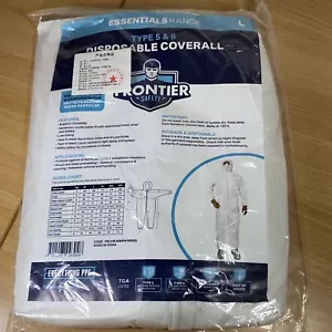 10 Pack Frontier Safety Type 5 & 6 Disposable Coverall with Hood & Zip, Size L - Picture 1 of 4