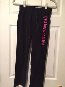 Abercrombie Kids Black Sweatpants w/Pink Logo - Girls Size M (10) - EUC - Picture 1 of 3
