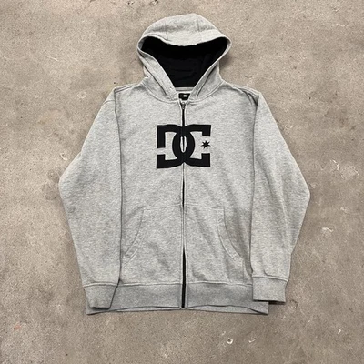 Винтажный Y2K DC туфли черный/серый и белый молнии толстовка с капюшоном размер L коньков гранж - Изображение 1 из 4