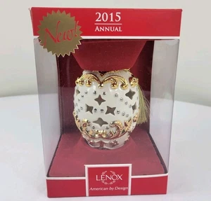 Lenox 2015 Annual Ivory Egg Shell Ornament Pierced Year Christmas - Bild 1 von 16