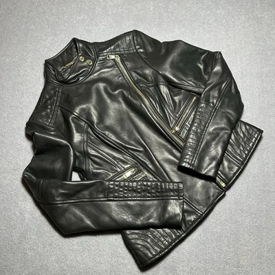 Vince Camuto куртка женщин XS черный ягненок Napa кожи Bikercore новый - Изображение 1 из 4